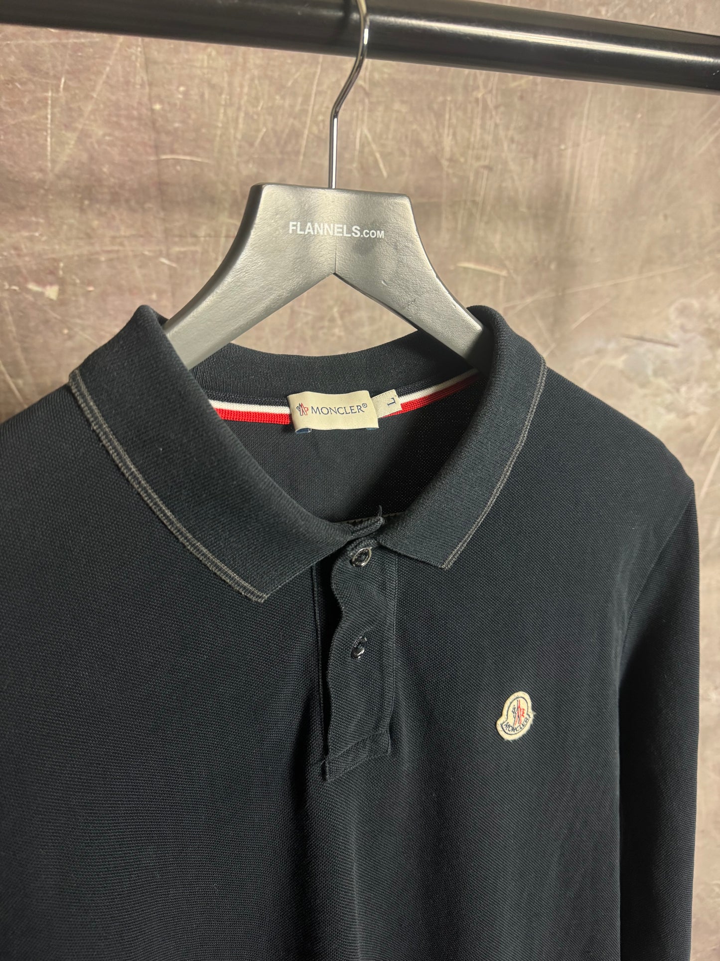 Moncler Longsleeve Polo Shirt Navy Medium