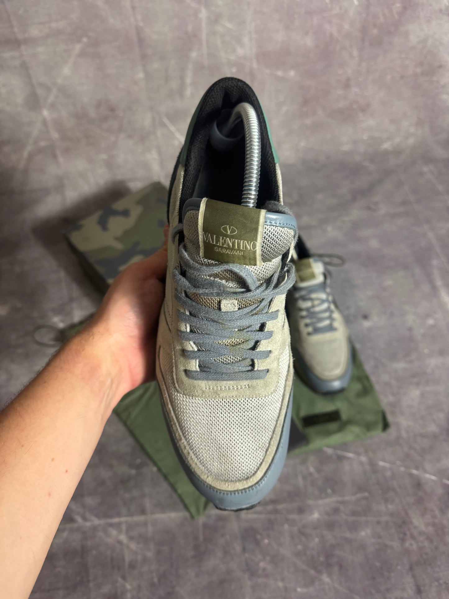 Valentino Garavani Rockrunner Trainers Grey/Blue UK 9