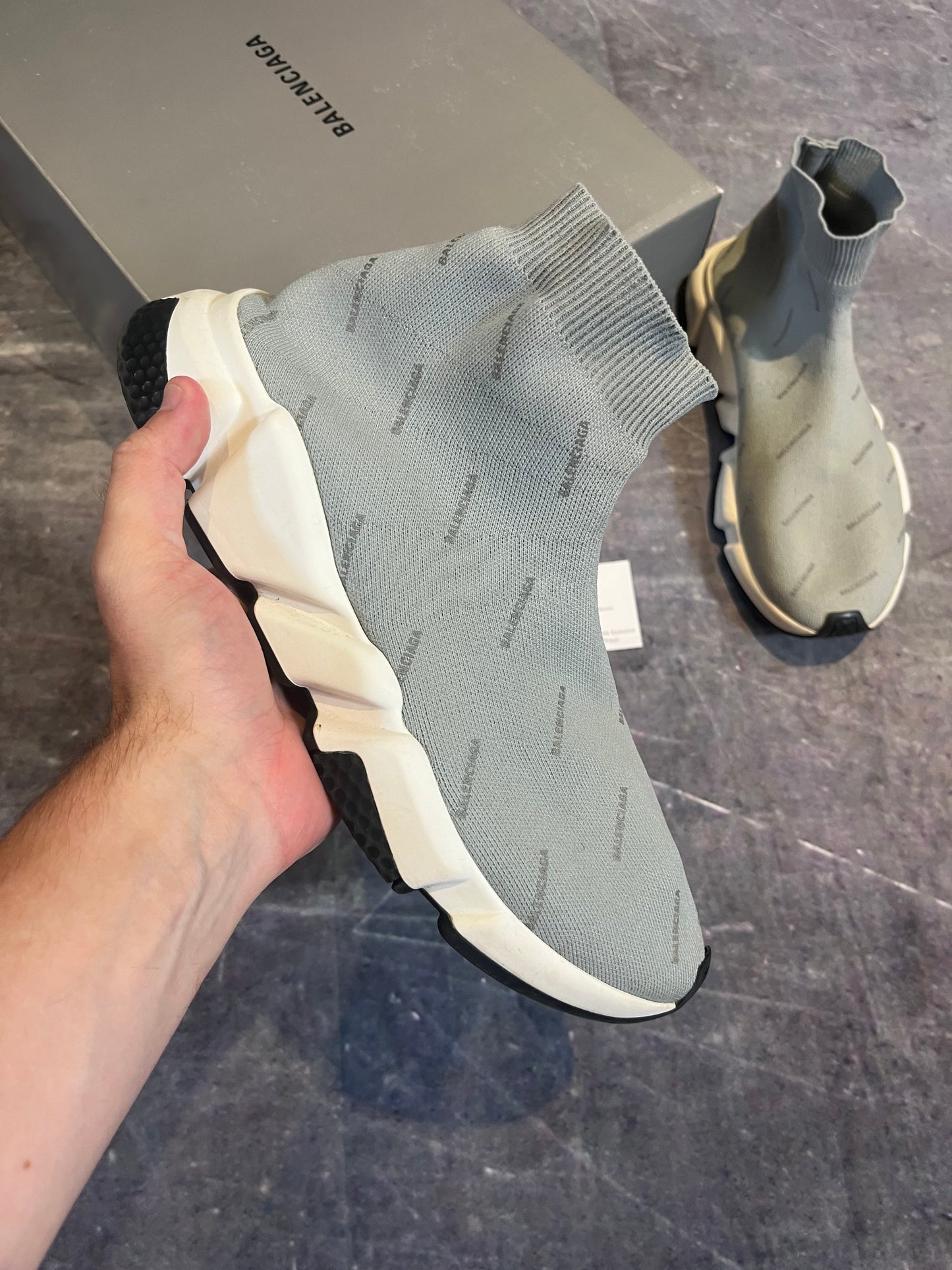Balenciaga Speed Trainer Grey Reflective UK 8
