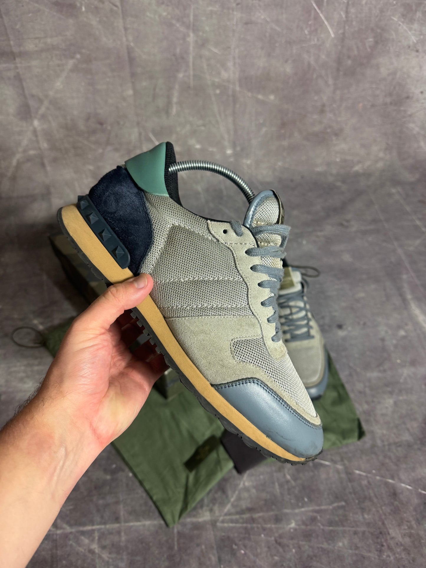 Valentino Garavani Rockrunner Trainers Grey/Blue UK 9