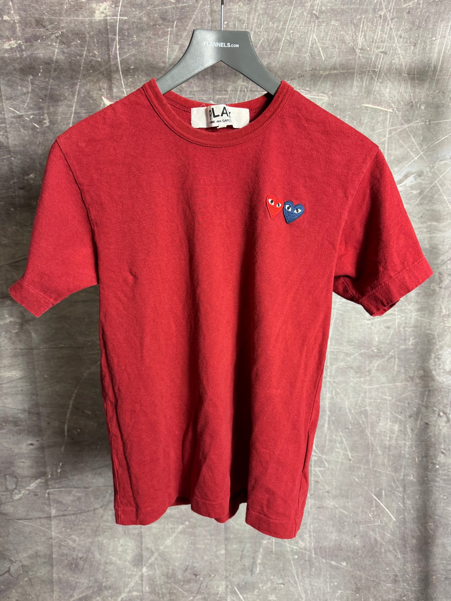 CDG Heart Stitched T-Shirt Red Small