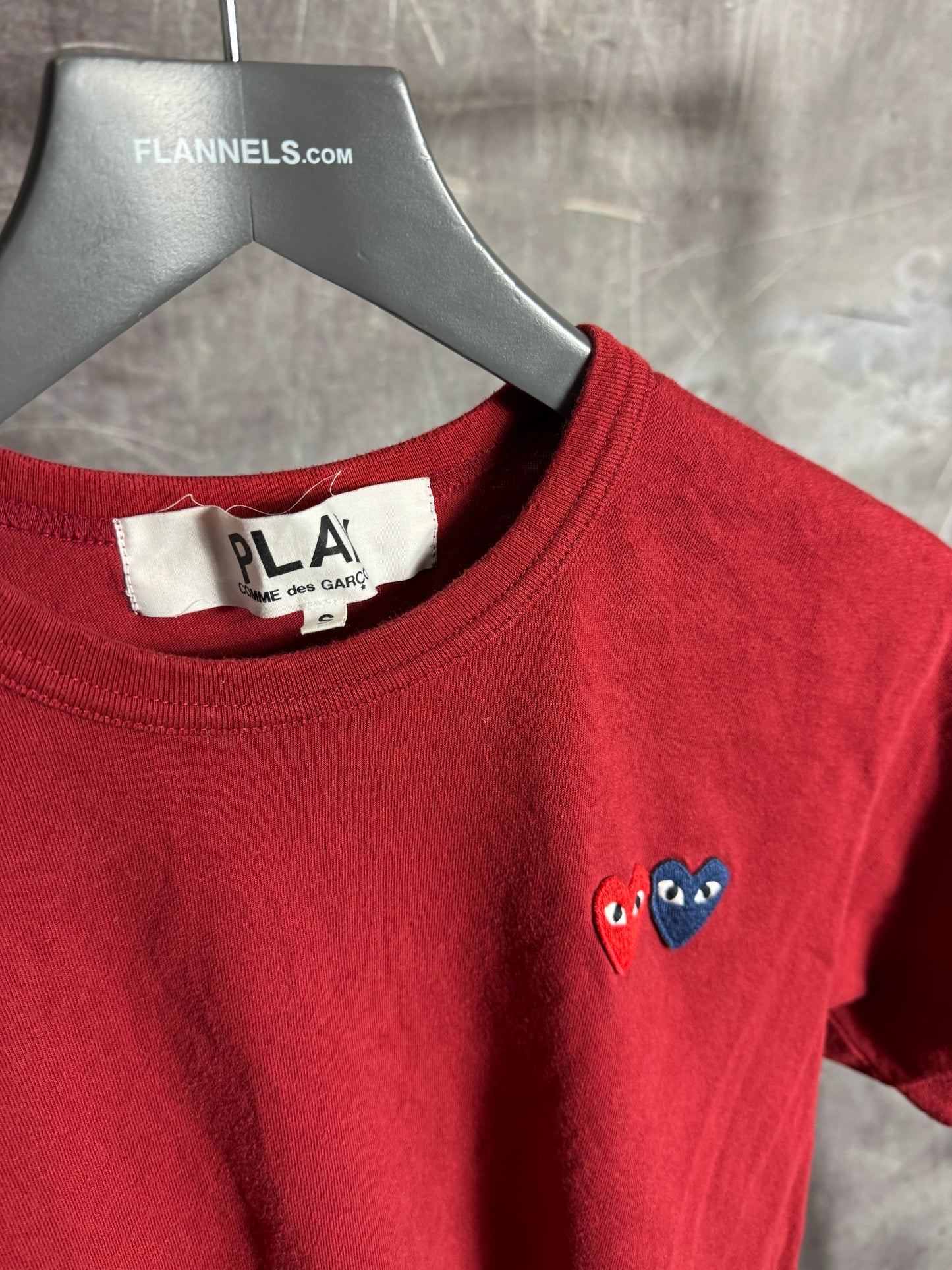 CDG Heart Stitched T-Shirt Red Small