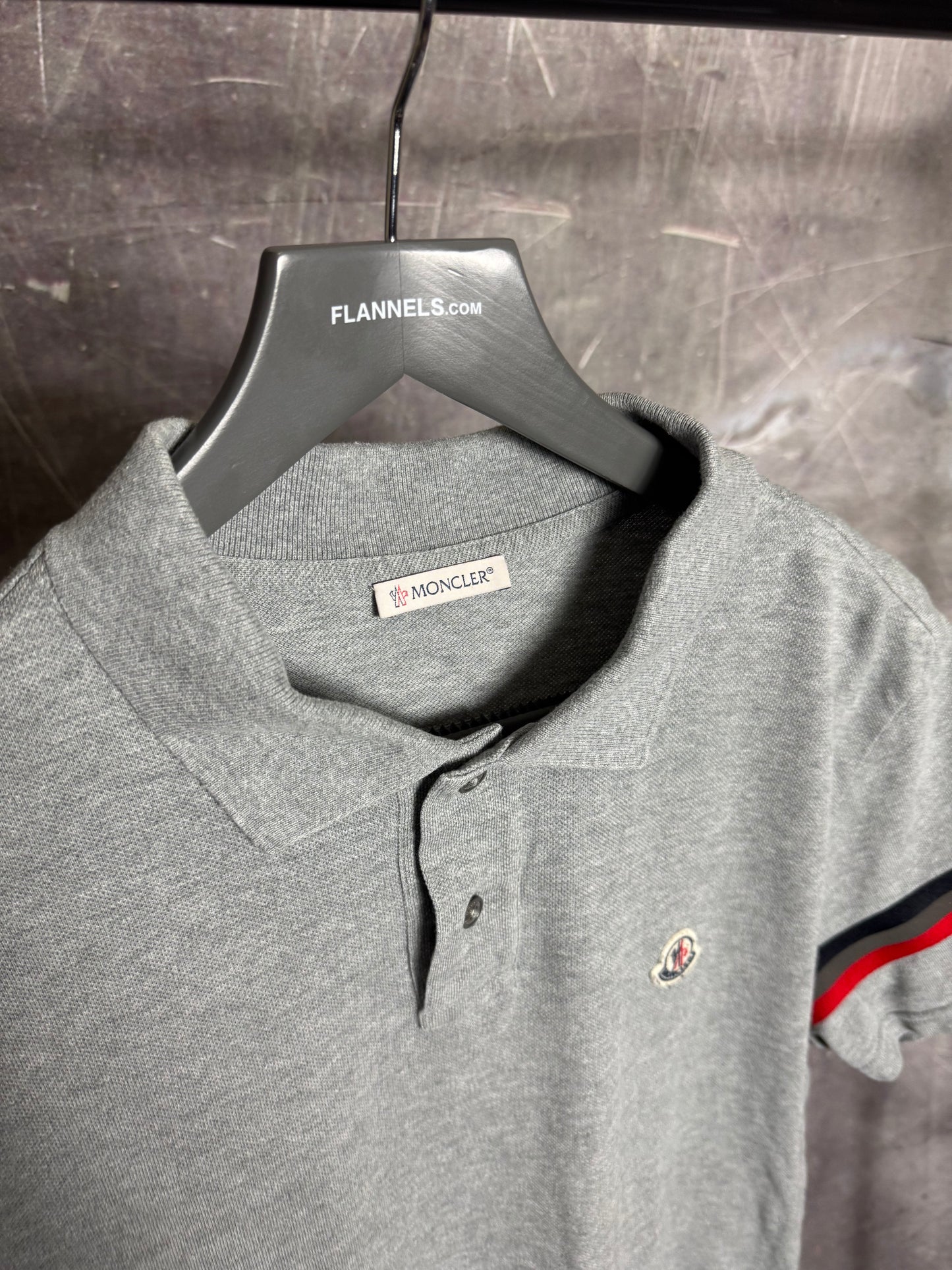 Moncler Polo Shirt Grey Reflective Small