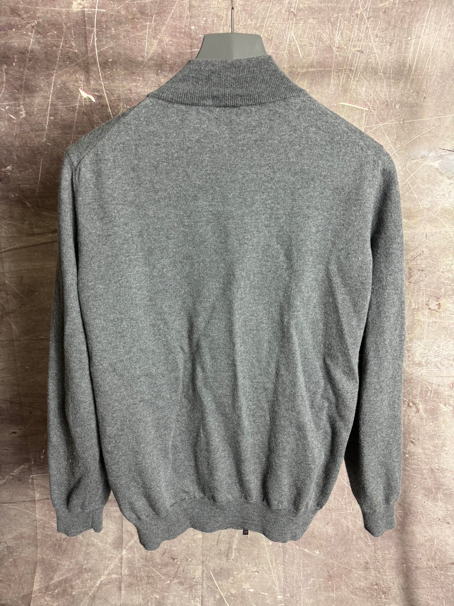 Hugo Boss Merino Wool Zip Up Grey Small