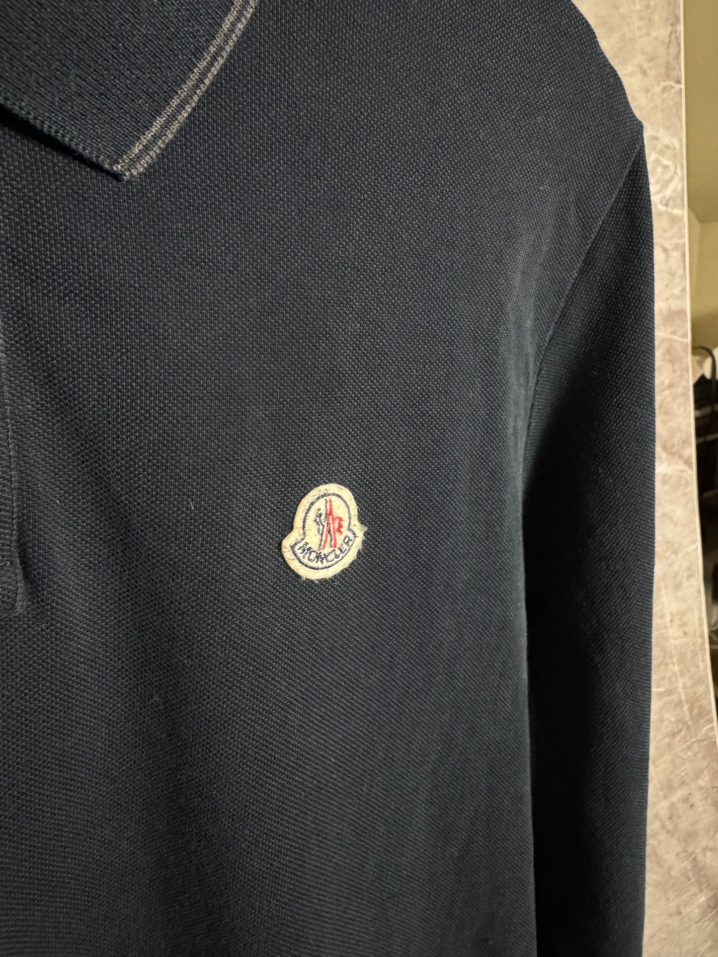 Moncler Longsleeve Polo Shirt Navy Medium