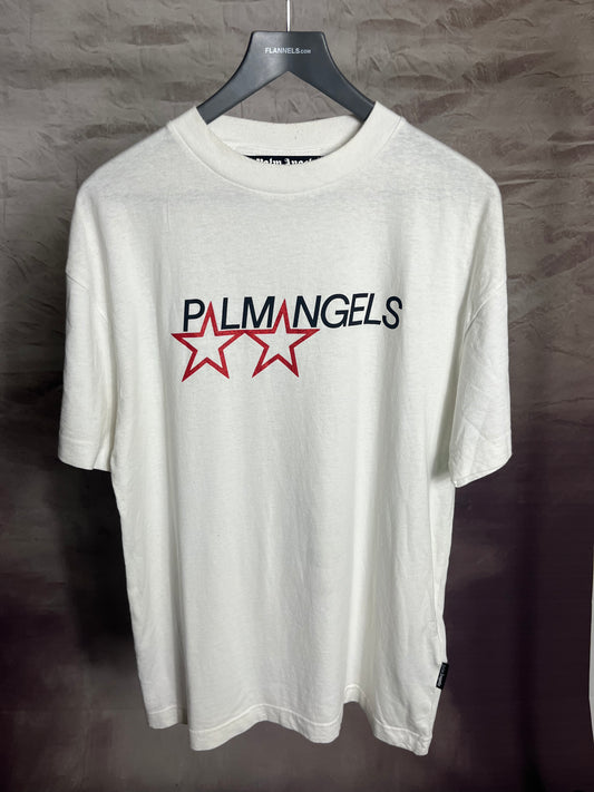 Palm Angels Star Print T-Shirt White Large