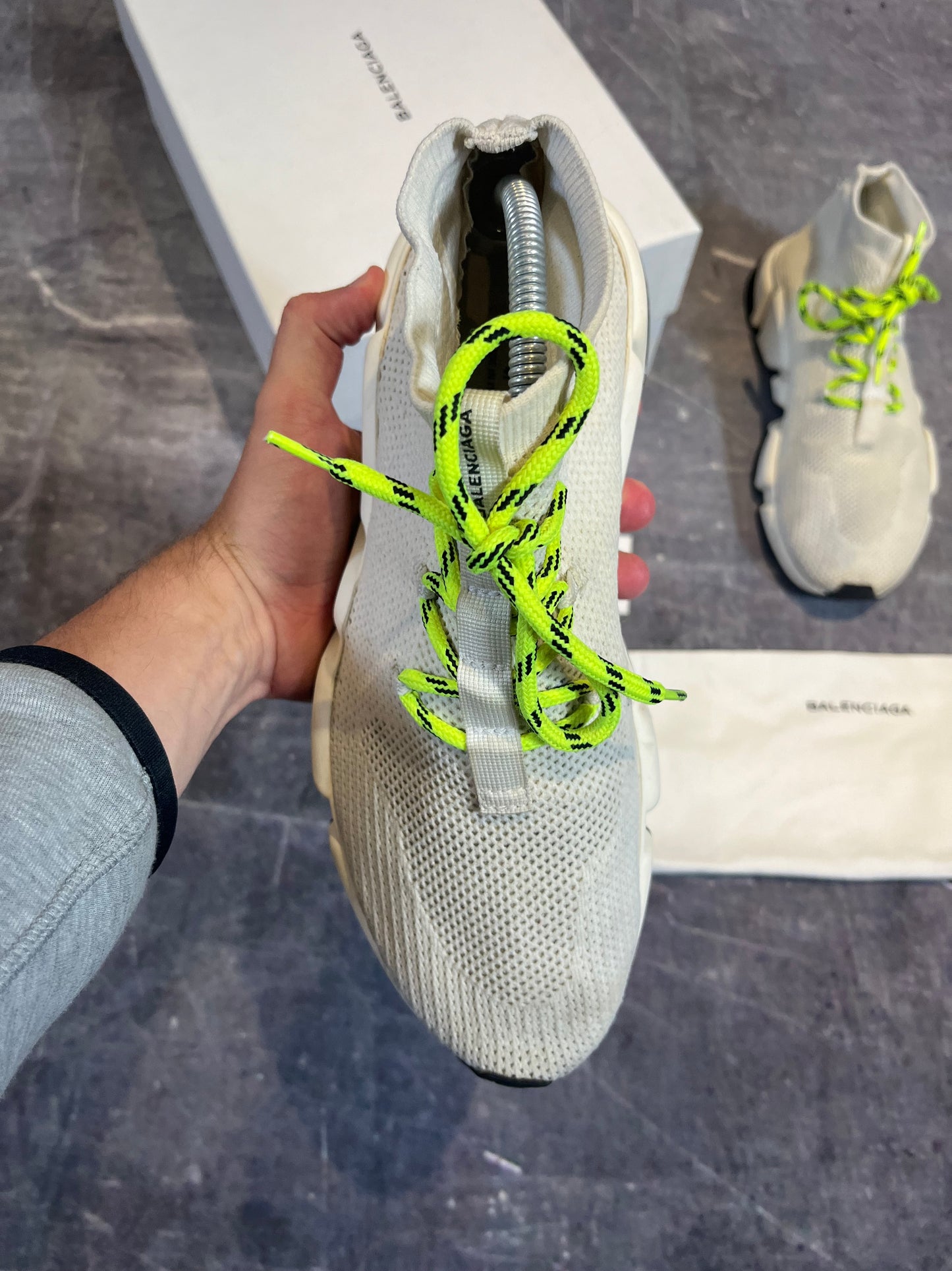 Balenciaga Speed Lace-up Trainer White/Neon UK 7