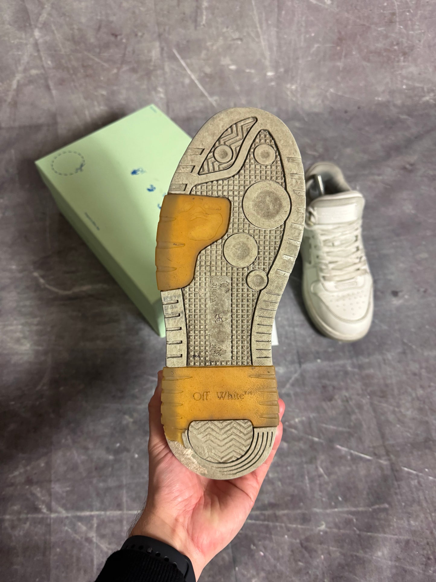 Off White Out of Office Trainers Grey White UK 9
