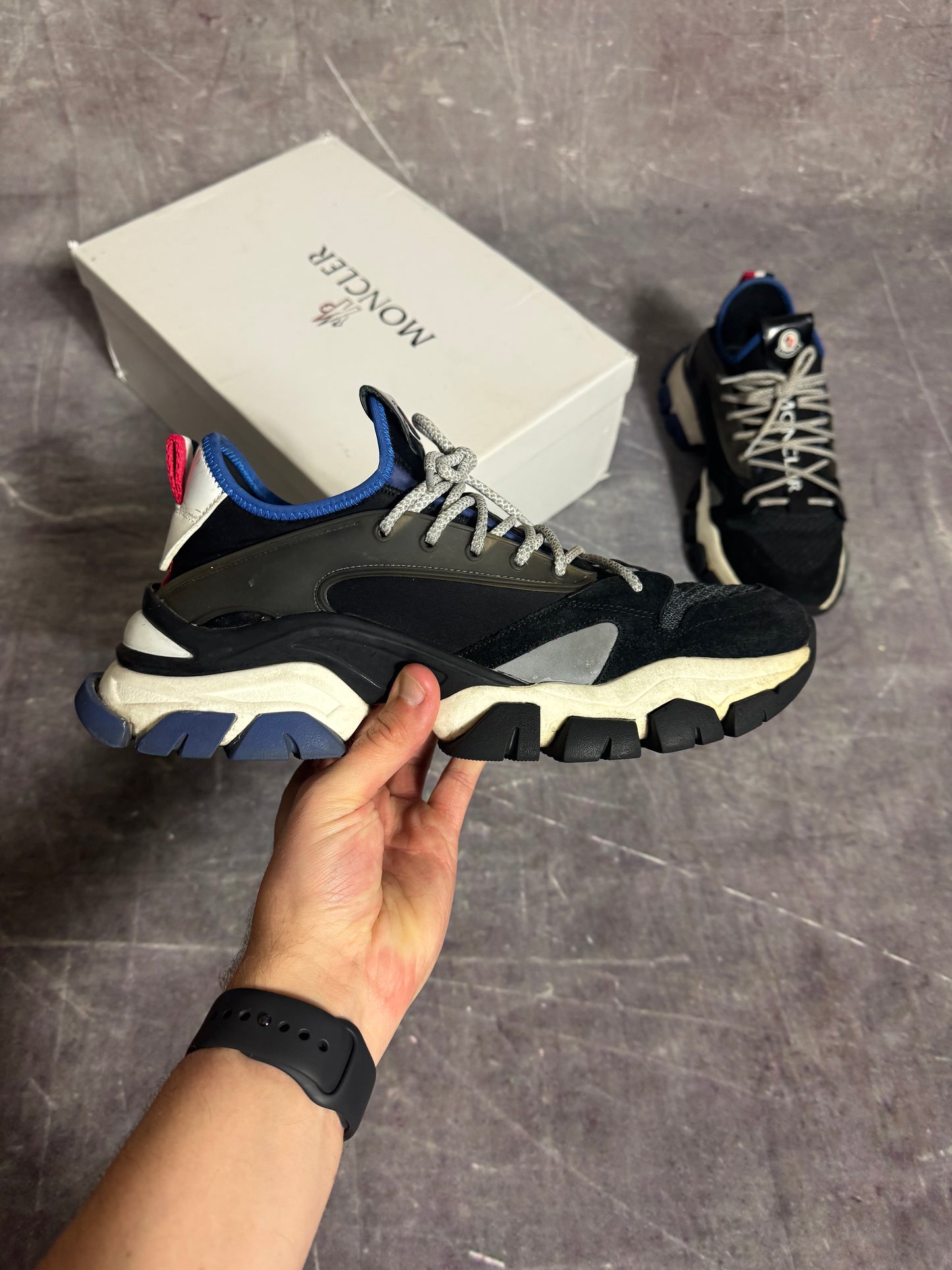 Moncler Trevor Scarpa Trainers Blue/White UK 8