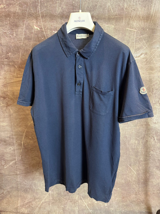 Moncler Polo Shirt Navy Blue Large