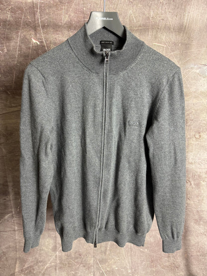 Hugo Boss Merino Wool Zip Up Grey Small