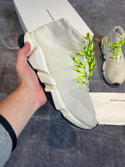 Balenciaga Speed Lace-up Trainer White/Neon UK 7