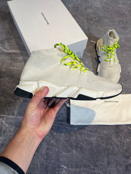 Balenciaga Speed Lace-up Trainer White/Neon UK 7