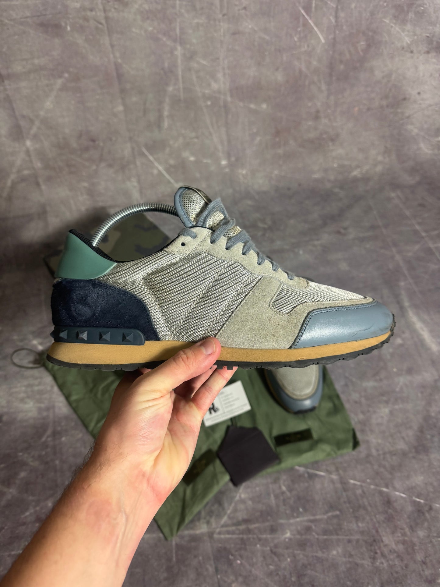 Valentino Garavani Rockrunner Trainers Grey/Blue UK 9